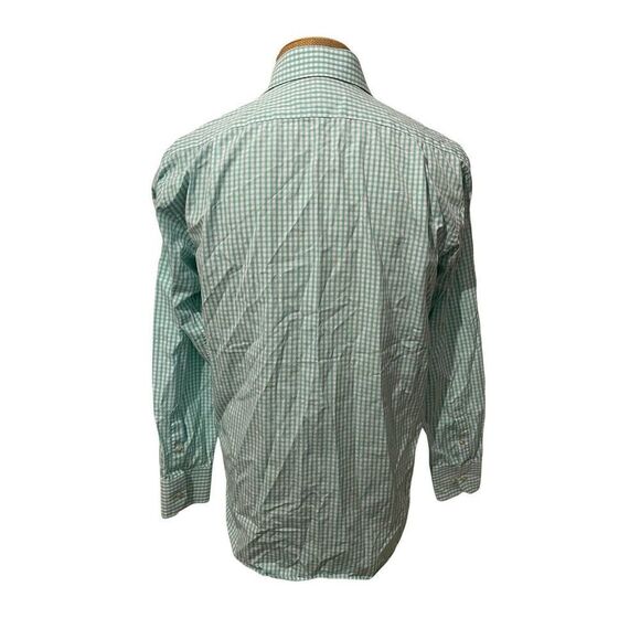 SUITSUPPLY Men's Long‎ Sleeve Dress Shirt White Teal Gingham Cotton Size 42 - Picture 4 of 10